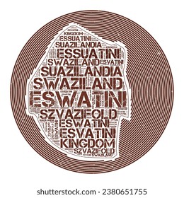 Eswatini Vector Image. Country round logo design. Eswatini poster in circular arcs and wordcloud style. Appealing vector illustration.