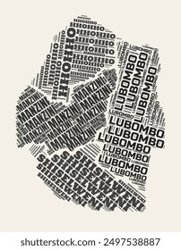 ESwatini Word Cloud. Country with regions division. ESwatini typographic text clouds vector image design. Vintage gazette style country shape image. Trending vector illustration.