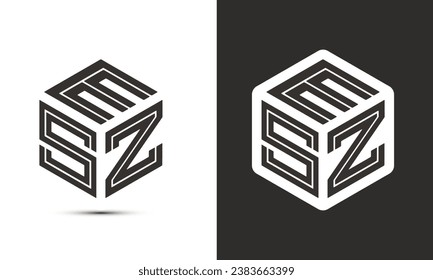 ESZ letter logo design with illustrator cube logo, vector logo modern alphabet font overlap style. Premium Business logo icon. White color on black background