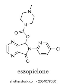 Eszopiclone hypnotic drug molecule (sleeping pill). Skeletal formula.
