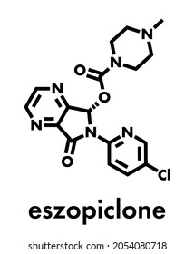 Eszopiclone hypnotic drug molecule (sleeping pill). Skeletal formula.