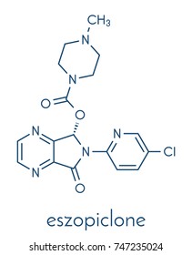 Eszopiclone hypnotic drug molecule (sleeping pill). Skeletal formula.