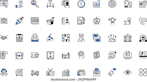 et of 50 thin line icons related team, teamwork, co-workers, cooperation. Linear busines simple symbol collection. vector illustration.