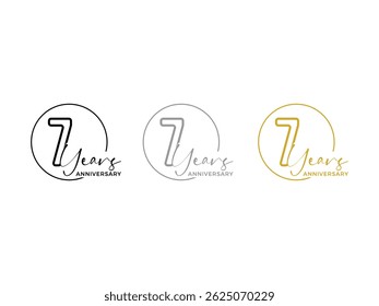 et of 7 year anniversary for celebration event symbol icon design vector isolated transparent background