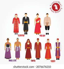 et of alphabet "T" cartoon characters in traditional clothes.