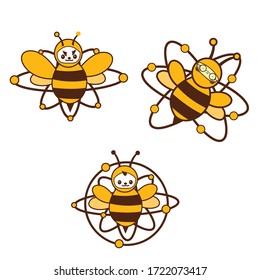 Logo und Vektorsymbol der Atombiene