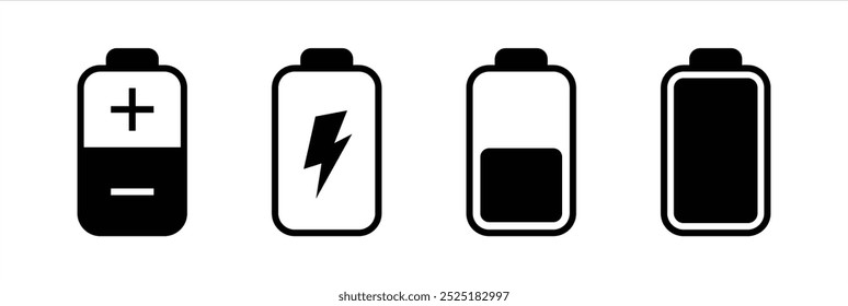 Conjunto de iconos de indicador de batería. Icono de indicador de nivel de Recargo de batería colecciones de signo de símbolo. Ilustración vectorial