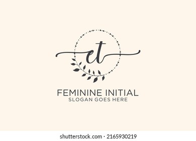 Monograma de belleza ET y elegante logo de diseño para escritura a mano de marca inicial, boda, moda, floral y botánica con plantilla creativa.