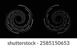 et of black thick halftone dotted speed lines. Speed lines in circle form. Geometric art. Design element for frame, logo, tattoo, web pages, prints, posters, template, abstract vector background.