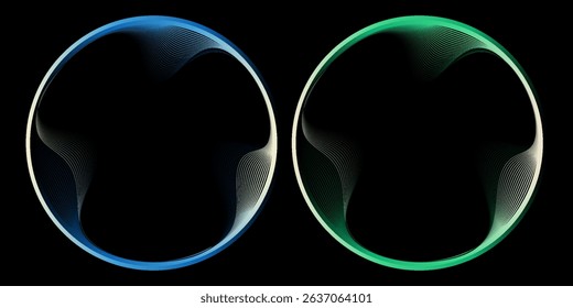et of black thick halftone dotted speed lines. Speed lines in circle form. Geometric art. Design element for frame, logo, tattoo, web pages, prints, posters, template, abstract vector background.