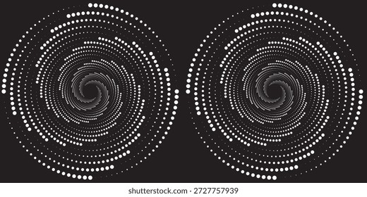 Conjunto de líneas de velocidad punteadas de semitono grueso negro. Líneas de velocidad en forma de círculo. Elemento de diseño para marco, logotipo, tatuaje, páginas de Web, impresiones, carteles, Plantilla, fondo de Vector abstracto.