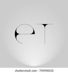ET Black thin minimalist LOGO Design with Highlight on Gray background.