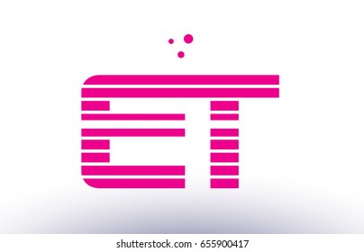 et e t alphabet letter logo pink purple line stripe company design template creative abstract vector