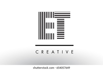 ET E T Black and White Letter Logo Design with Vertical and Horizontal Lines.