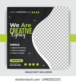 et of Editable minimal square banner template. Suitable for social media post and web ads. Modern promotion square banner.