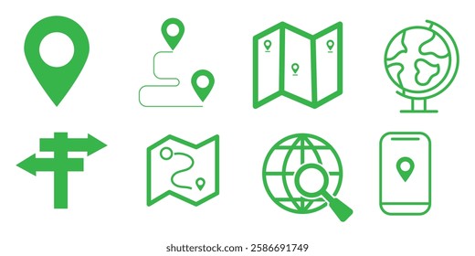 et of Geolocation map mark, Related Line Icons. line icon, Collection of Icons map point location. Editable Stroke map mark location set icon. Illustration set, Icons vector map pin location