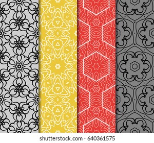 et of geometric pattern in floral lace style. Ethnic ornament. Vector illustration. For modern interior design, fashion textile print, wallpaper, decor panel