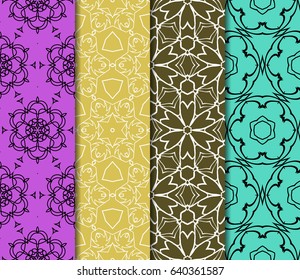 et of geometric pattern in floral lace style. Ethnic ornament. Vector illustration. For modern interior design, fashion textile print, wallpaper, decor panel