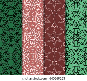 et of geometric pattern in floral lace style. Ethnic ornament. Vector illustration. For modern interior design, fashion textile print, wallpaper, decor panel