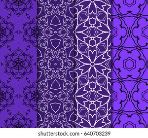 et of geometric pattern in floral lace style. Ethnic ornament. Vector illustration. For modern interior design, fashion textile print, wallpaper, decor panel