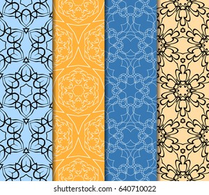 et of geometric pattern in floral lace style. Ethnic ornament. Vector illustration. For modern interior design, fashion textile print, wallpaper, decor panel