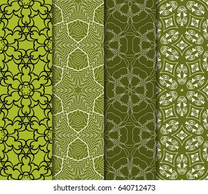 et of geometric pattern in floral lace style. Ethnic ornament. Vector illustration. For modern interior design, fashion textile print, wallpaper, decor panel