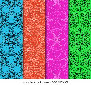 et of geometric pattern in floral lace style. Ethnic ornament. Vector illustration. For modern interior design, fashion textile print, wallpaper, decor panel