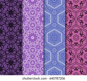 et of geometric pattern in floral lace style. Ethnic ornament. Vector illustration. For modern interior design, fashion textile print, wallpaper, decor panel