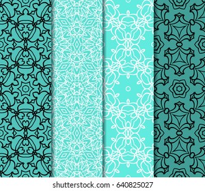 et of geometric pattern in floral lace style. Ethnic ornament. Vector illustration. For modern interior design, fashion textile print, wallpaper, decor panel