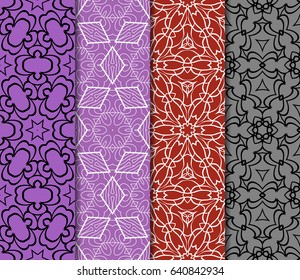et of geometric pattern in floral lace style. Ethnic ornament. Vector illustration. For modern interior design, fashion textile print, wallpaper, decor panel
