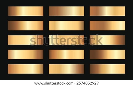 et of gold metallic gradient banner design on black background collection.golden gradient square horizontal template design decoration