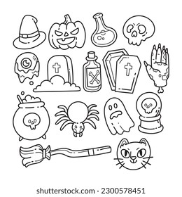 et of halloween element hand-drawn outline sketch illustration