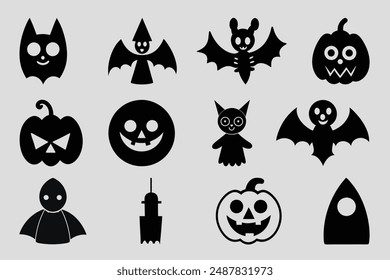 et of Halloween Silhouettes: Vector Illustrations
