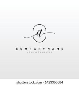 ET handwriting initial logo template vector.
