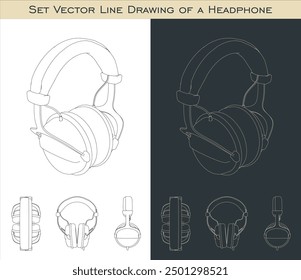 et headphone podcast outline line drawing