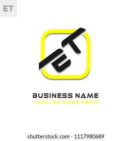 ET initial box letter logo template vector