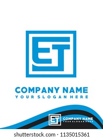 ET initial box letter logo template vector