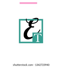 ET  Initial Handwriting logo template vector