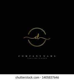 ET initial handwriting logo template vector