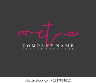 ET Initial handwriting logo vector