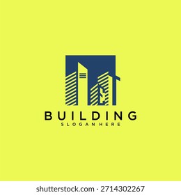 Logotipo de construção de carta inicial ET para imóveis com design quadrado