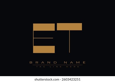 ET initial letter logo design. Letter E and T luxury alphabet letter logo icon template