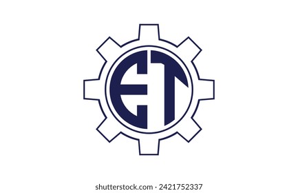 ET initial letter mechanical circle logo design vector template. industrial, engineering, servicing, word mark, letter mark, monogram, construction, business, company, corporate, commercial, geometric