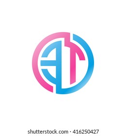 ET initial letters linked circle logo pink blue