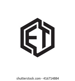 ET initial letters loop linked hexagon monogram logo