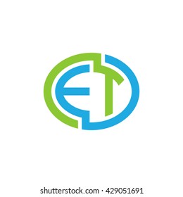 ET initial letters looping linked ellipse logo blue green