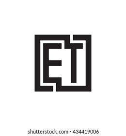ET initial letters looping linked square monogram logo