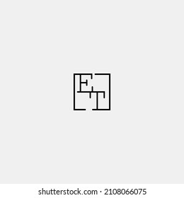 ET initial logo in line concept in high quality professional design that will be best for companies