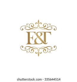 E&T Initial logo. Ornament ampersand monogram golden logo