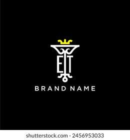 ET initial monogram brand logo design for crown vector image